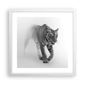 Poster in een witte lijst - Gehurkt in de mist - 40x40 cm