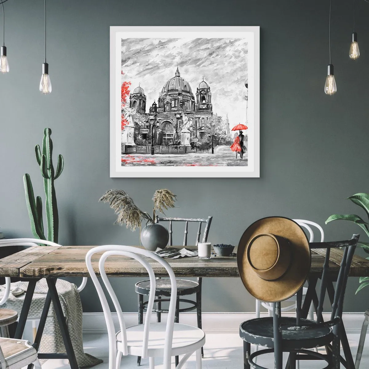 Poster in een witte lijst - Berlijn bijeenkomst - 60x60 cm