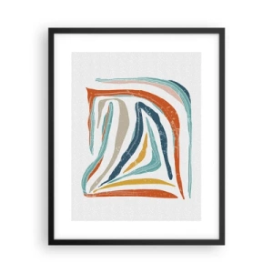 Poster in een zwarte lijst - Abstractie met een vriendelijke glimlach - 40x50 cm