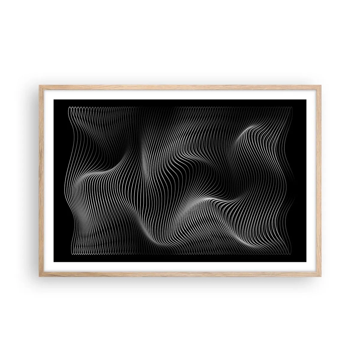 Een poster in een licht eiken lijst - Dans van licht in de ruimte - 91x61 cm