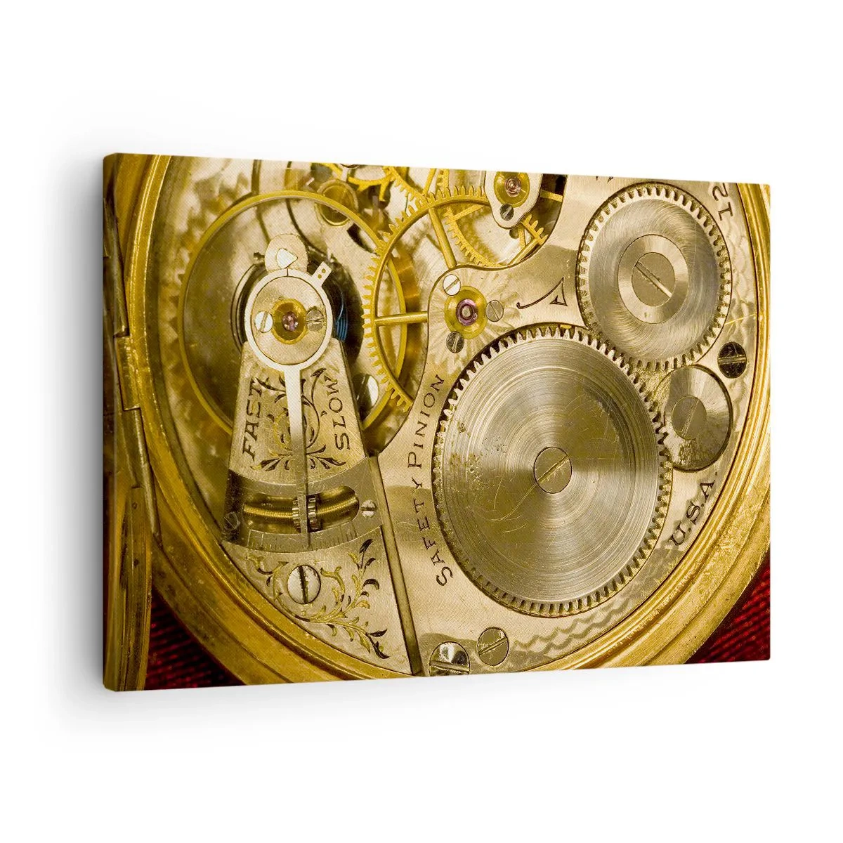 Schilderen op canvas - Horlogemechanisme met zichtbare tandwielen en details - 70x50cm - Ga met de tijd mee - Moderne wanddecoratie voor woonkamer en slaapkamer ARTTOR
