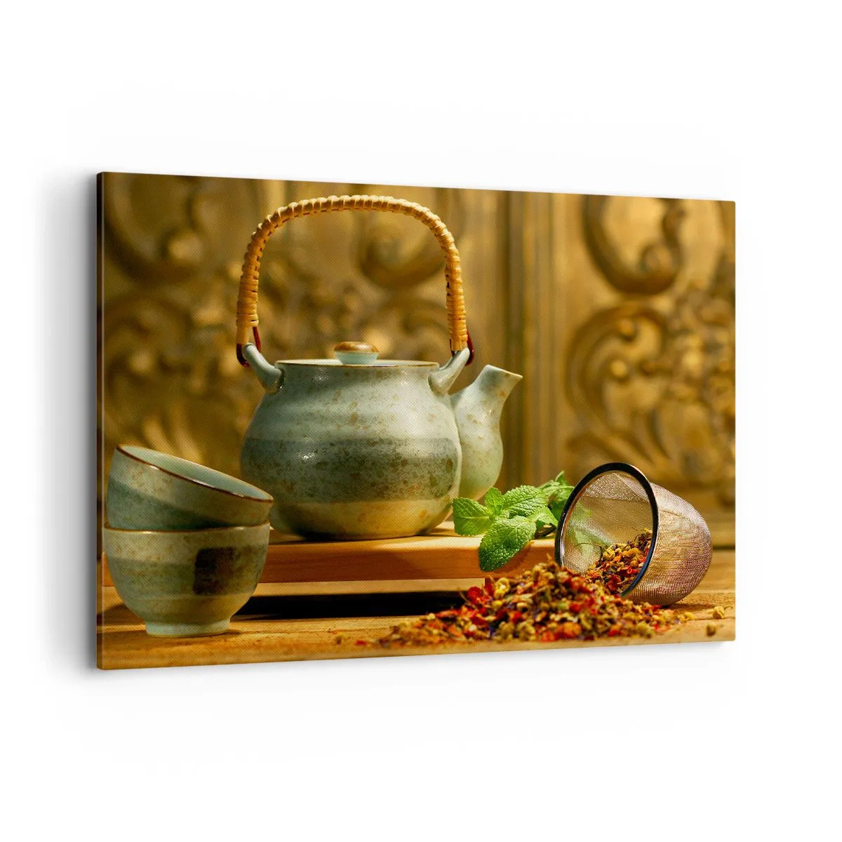 Schilderen op canvas - Verhandeling over het drinken van thee - 100x70 cm