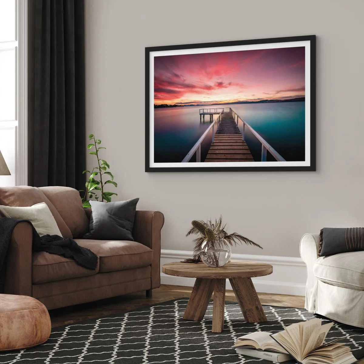 Poster in een zwarte lijst - De zachte vlam van de avond - 70x50 cm