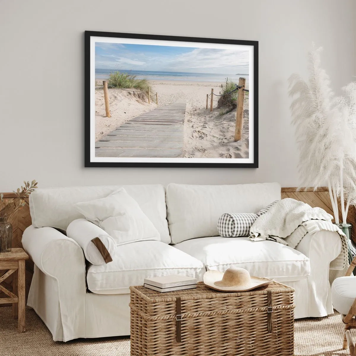 Poster in een zwarte lijst - naar de horizon - 100x70 cm