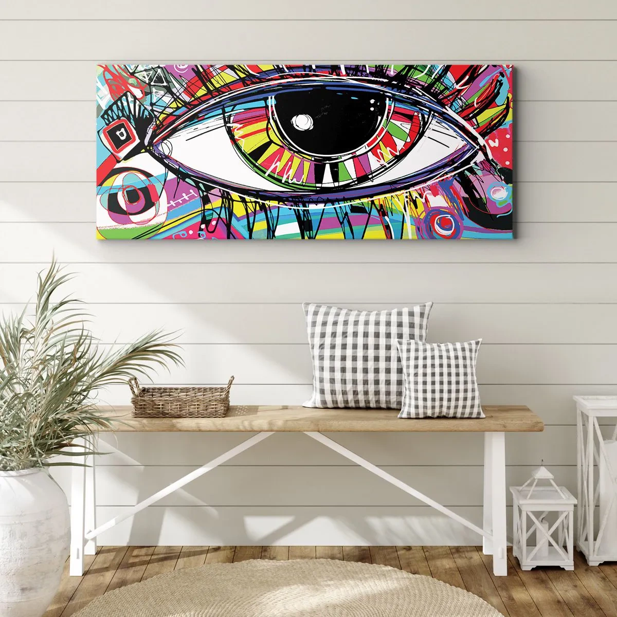 Schilderen op canvas - Kleurrijk oog - kleurrijke ziel - 140x50 cm
