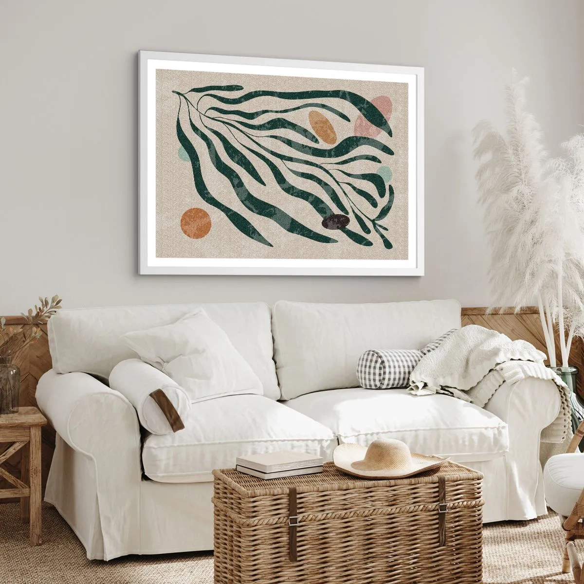 Poster in een witte lijst - Tussen het groen - 91x61 cm