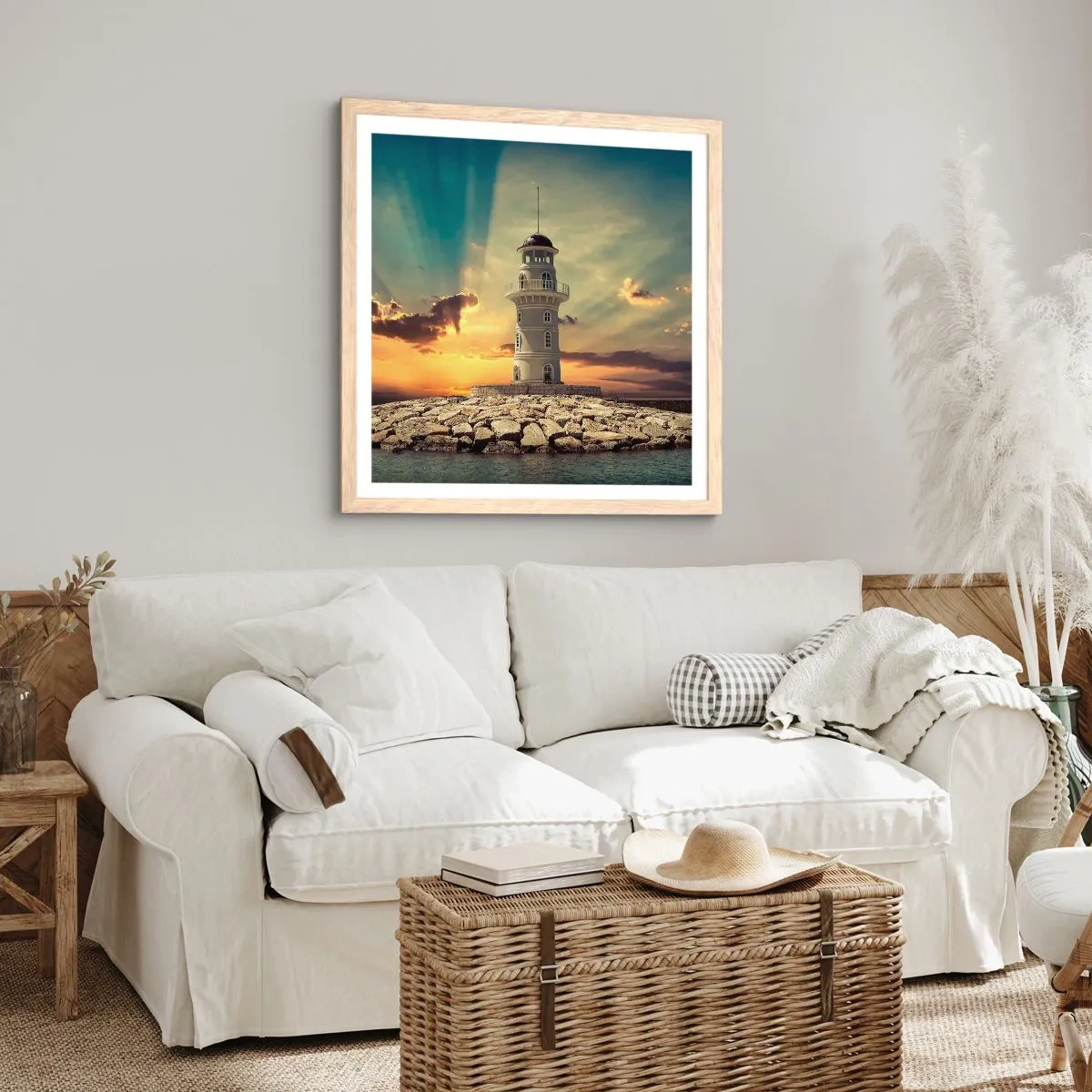 Een poster in een licht eiken lijst - Licht - Goed - Schoonheid - 60x60 cm