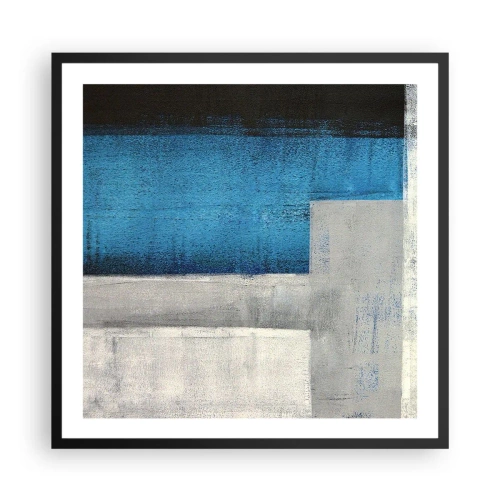 Poster in een zwarte lijst - Een poëtische compositie van grijs en blauw - 60x60 cm
