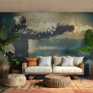 Fotobehang Premium Sand - Dodelijke wapens - Je eigen Terminator - Abstractie, Fantasie, Toekomstige krijger - 100x70 cm