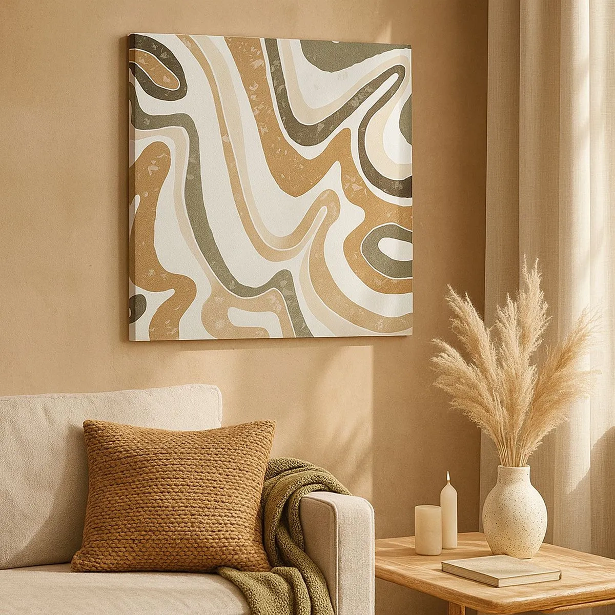 Schilderen op canvas - Meanders van aardekleuren - 30x30 cm