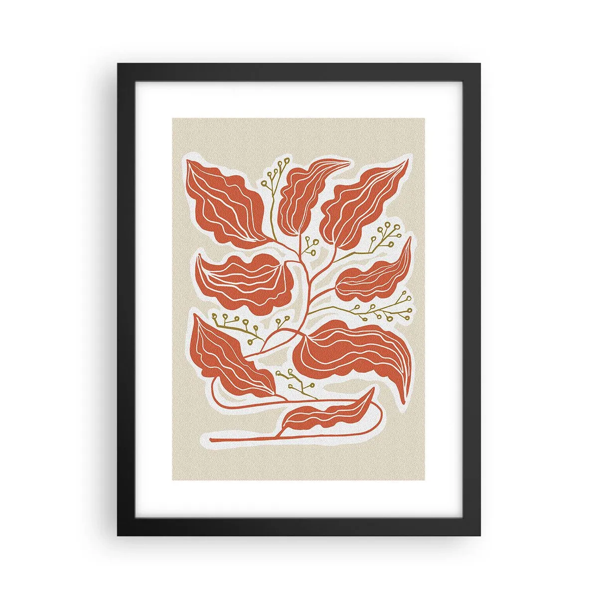 Poster in een zwarte lijst - Folk en koraal - 30x40 cm