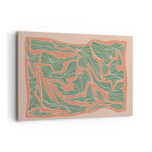 Schilderen op canvas - De strijd tussen koraal en groen - 120x80 cm