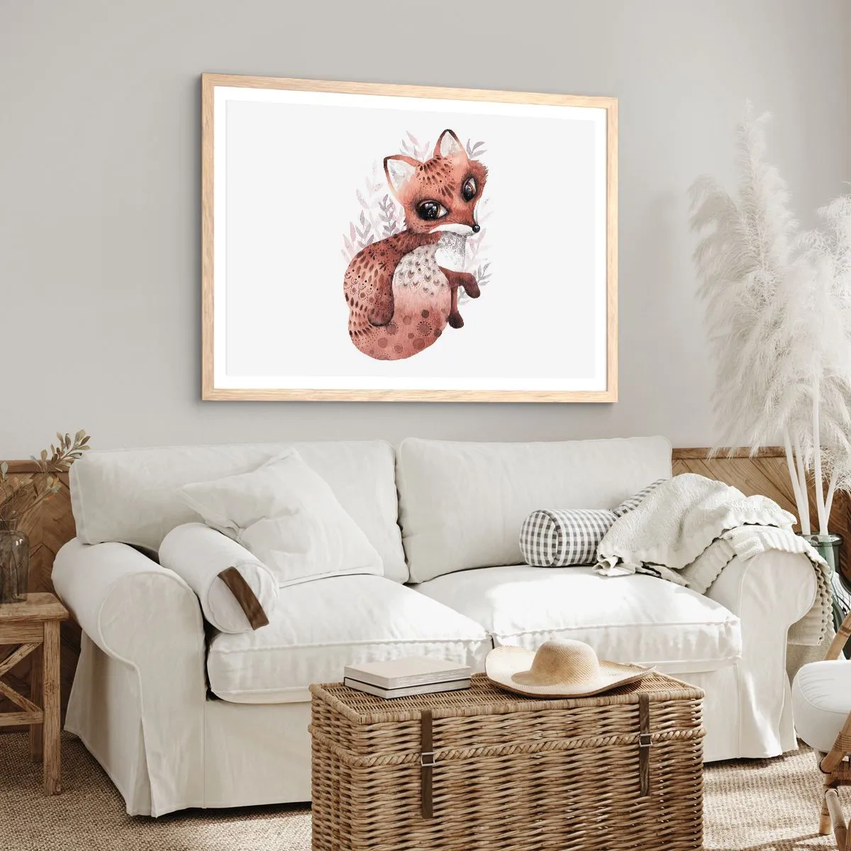 Een poster in een licht eiken lijst - Houd er gewoon van - 100x70 cm