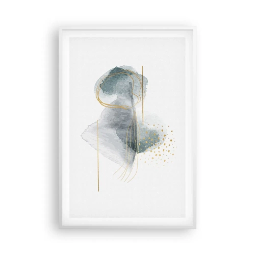 Poster in een witte lijst - Over de relatie tussen grijs en goud - 61x91 cm