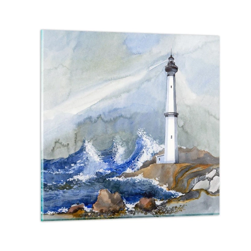 Schilderen op glas - Tegen de duisternis en de storm - 40x40 cm