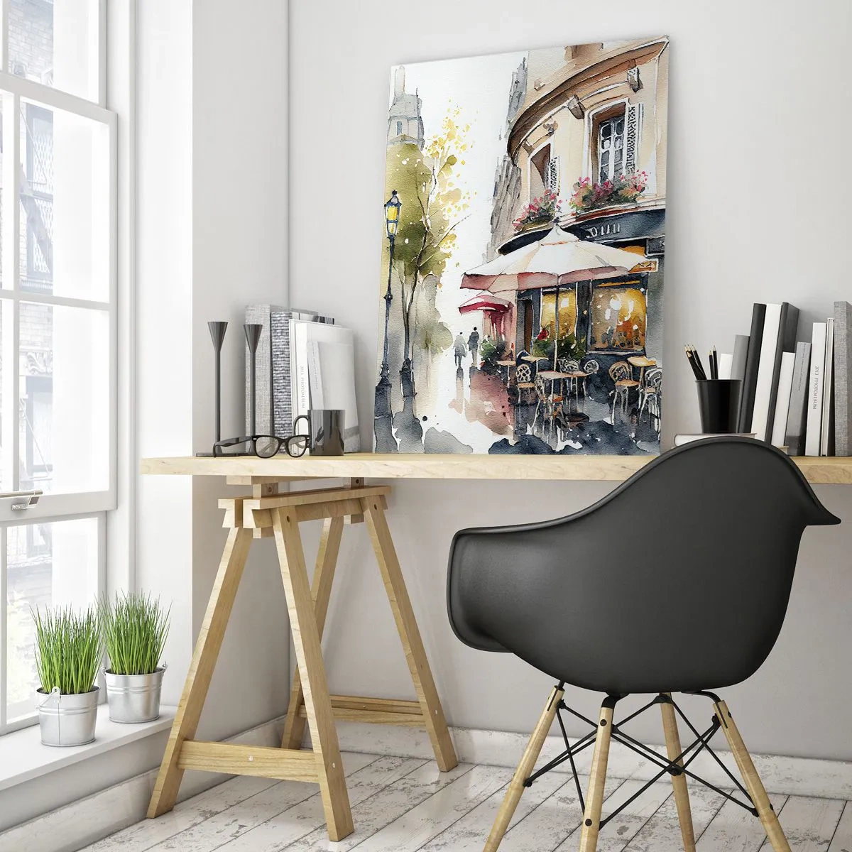 Schilderen op glas - Parijse ochtend - 50x70 cm