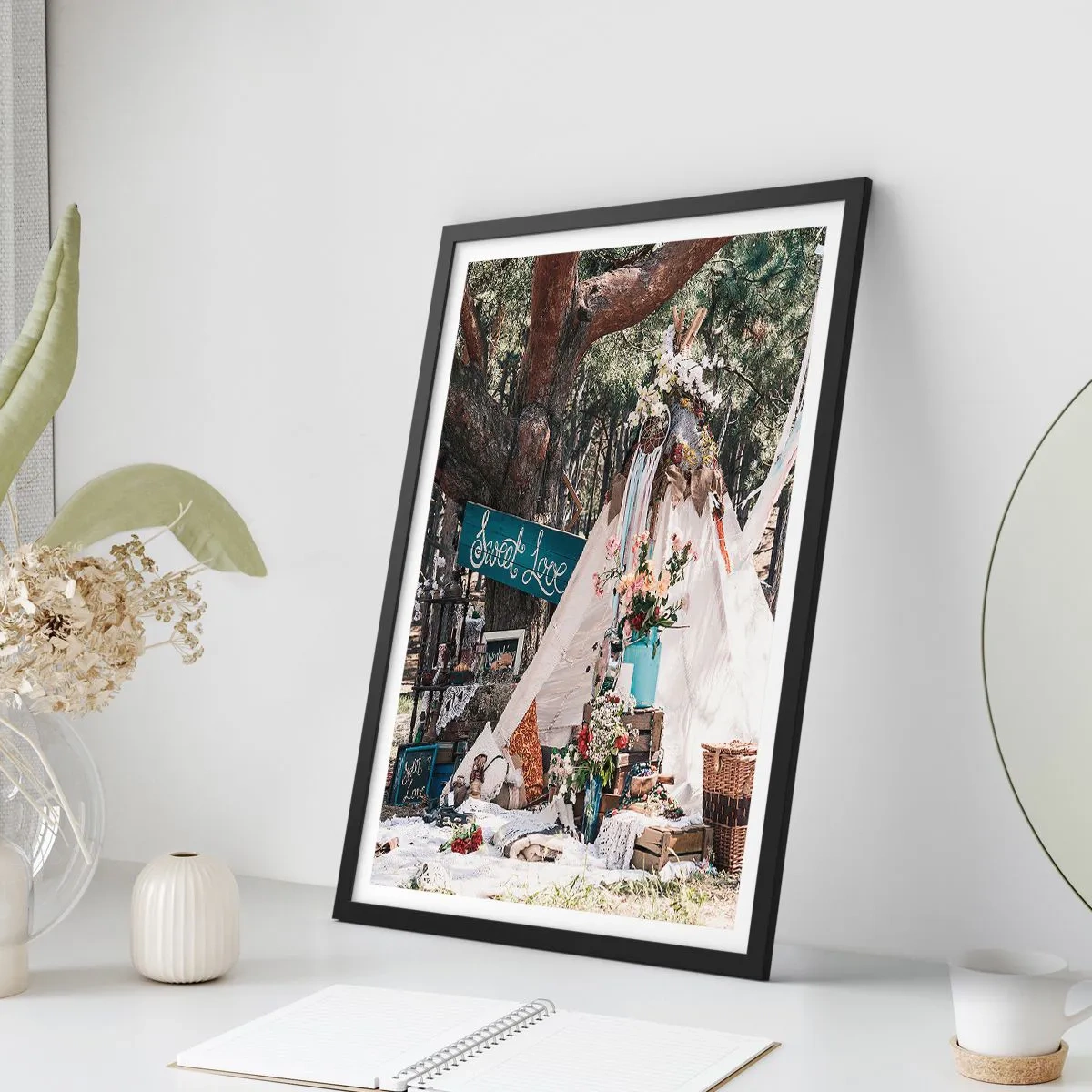 Poster in een zwarte lijst - De liefde bedrijven ... - 70x100 cm