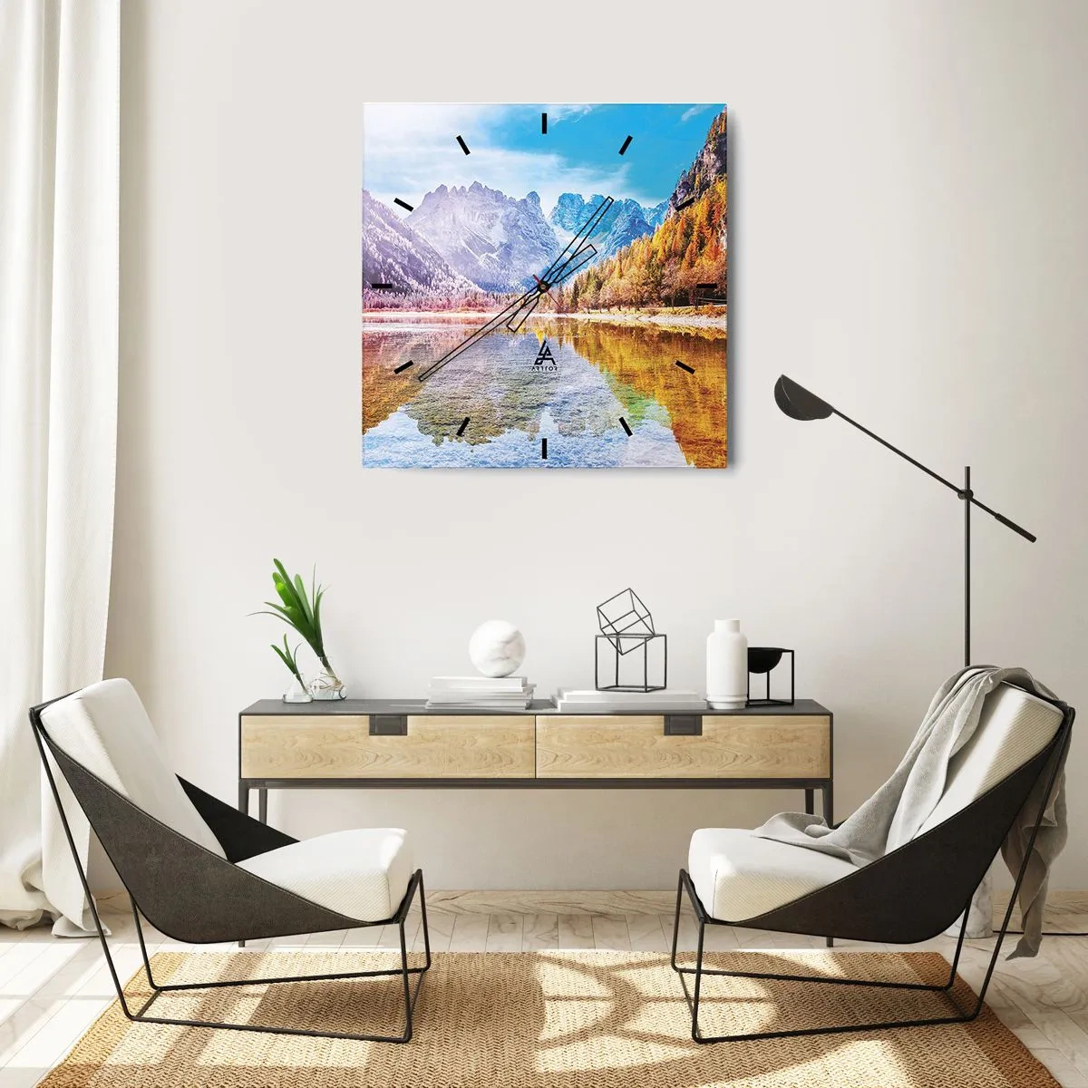 Wandklok - Klok - En het is al herfst in de bergen - 30x30 cm