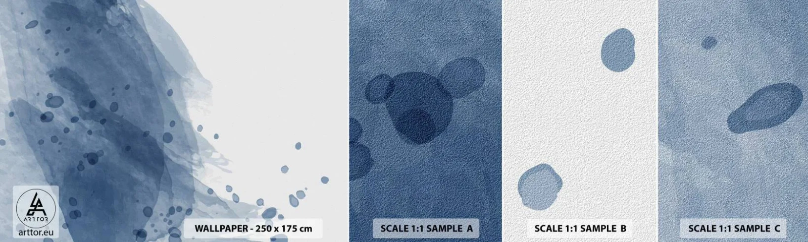 Fotobehang Monster Zelfklevend Deluxe Sticker - Blauwe tule - Abstractie, Deel, Schilderen - 100x30 cm