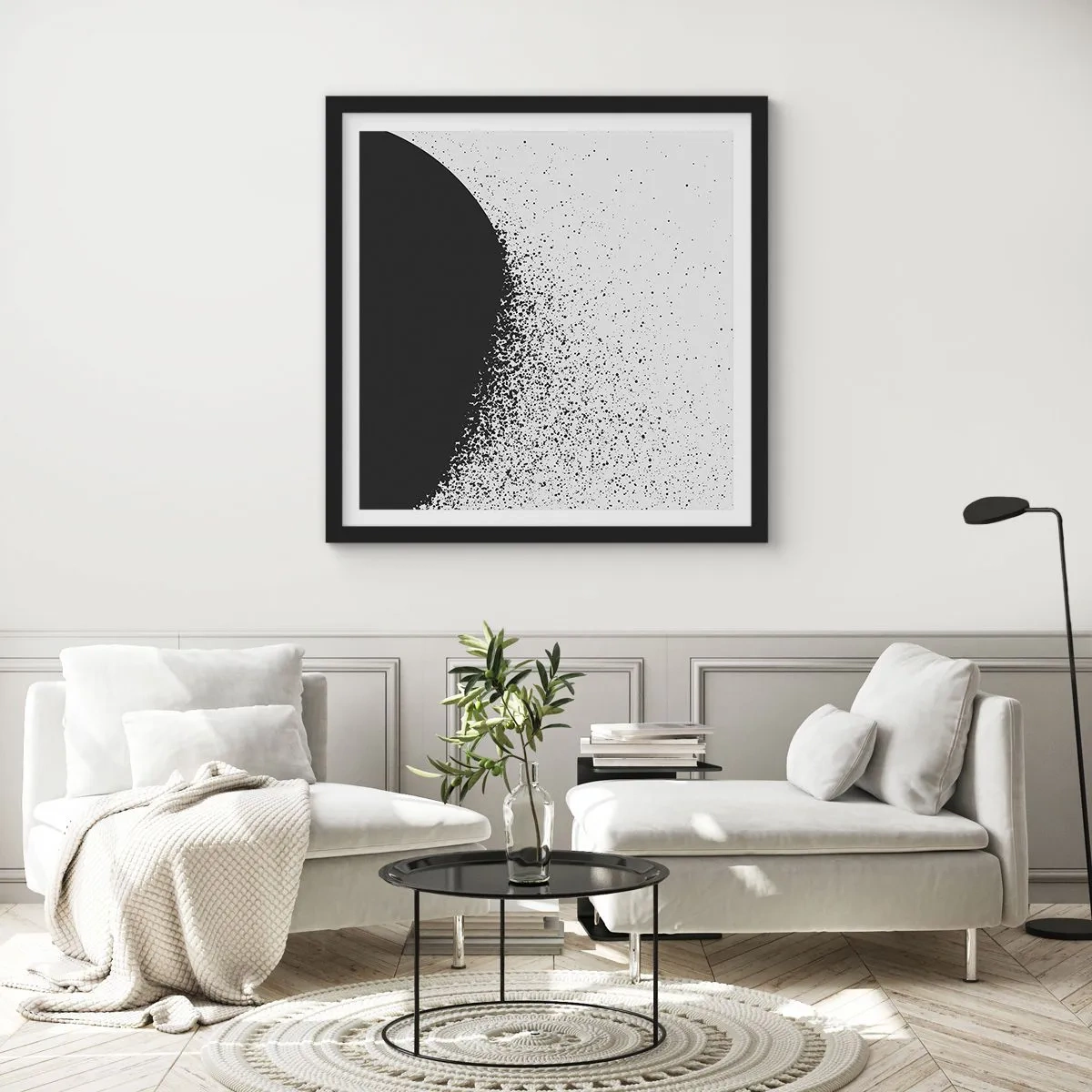 Poster in een zwarte lijst - Beweging van moleculen - 40x40 cm