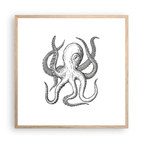 Een poster in een licht eiken lijst - Dansend met de golven - 60x60 cm