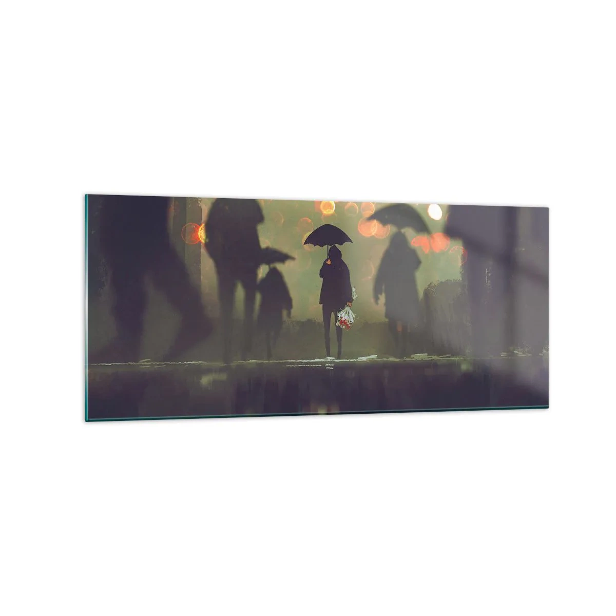 Schilderen op glas - Vanuit het perspectief van een regendruppel - 120x50 cm