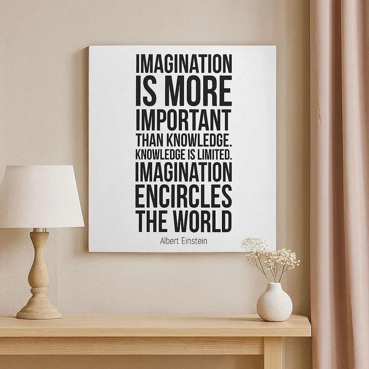 Schilderen op canvas - Einstein over de kracht van verbeelding - 30x30 cm