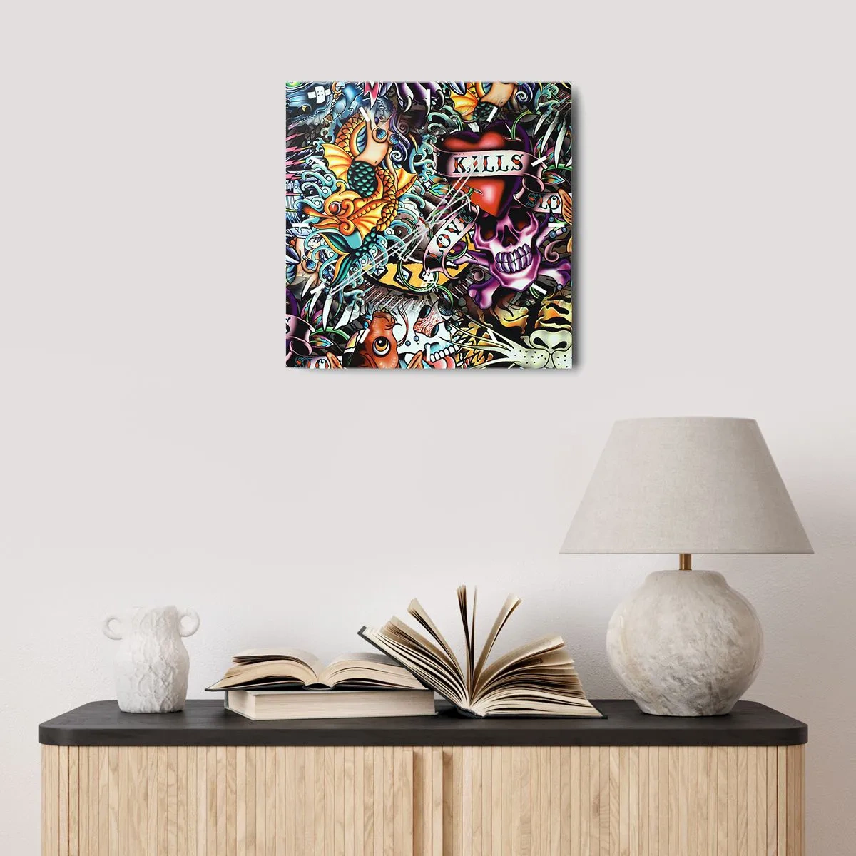 Wandklok - Klok - De droom van de tatoeëerder - 30x30 cm