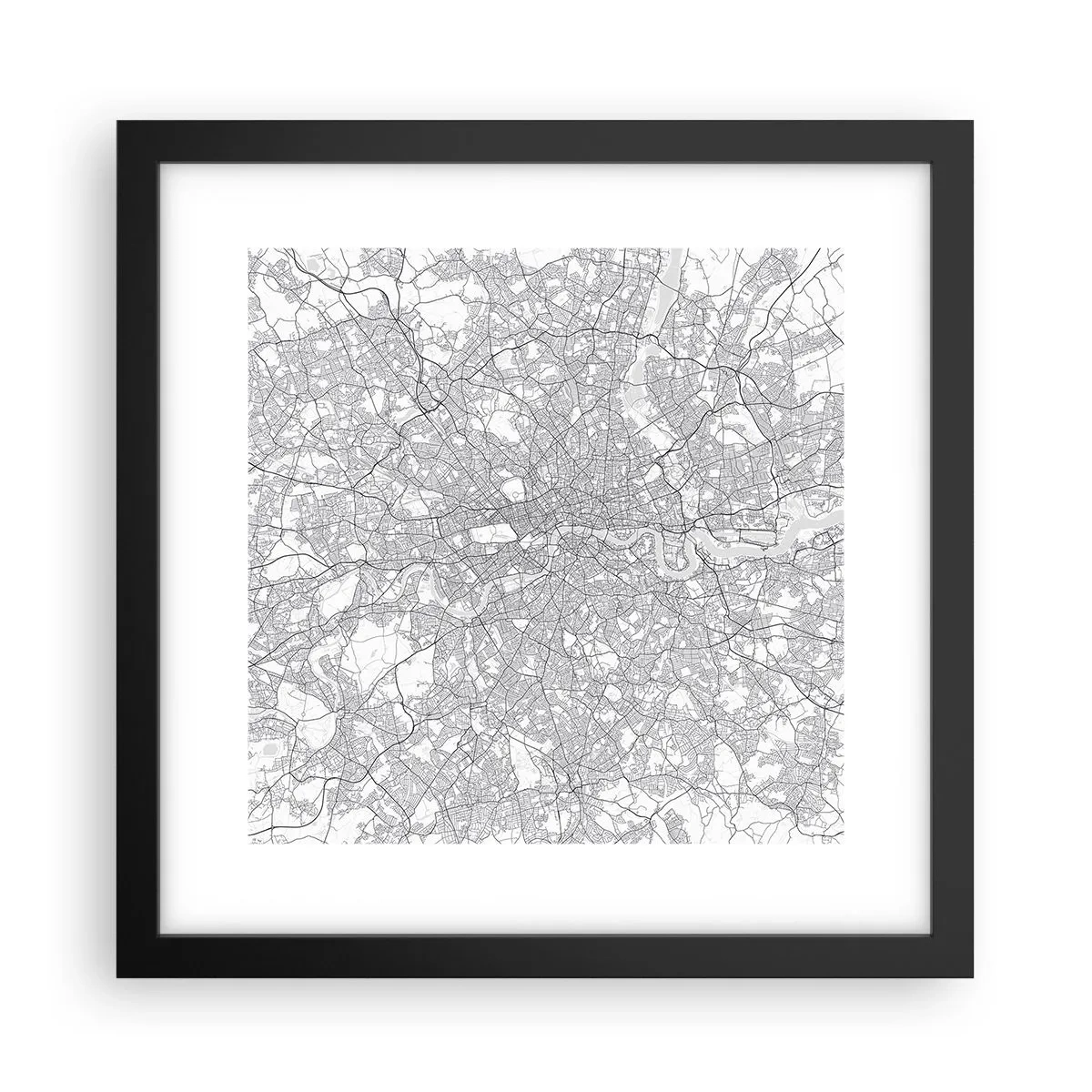 Poster in een zwarte lijst - Kaart van het doolhof van Londen - 30x30 cm