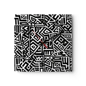 Wandklok - Klok - Pre-Columbiaanse compositie - 30x30 cm