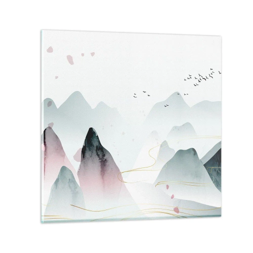 Schilderen op glas - Over de toppen - 30x30 cm