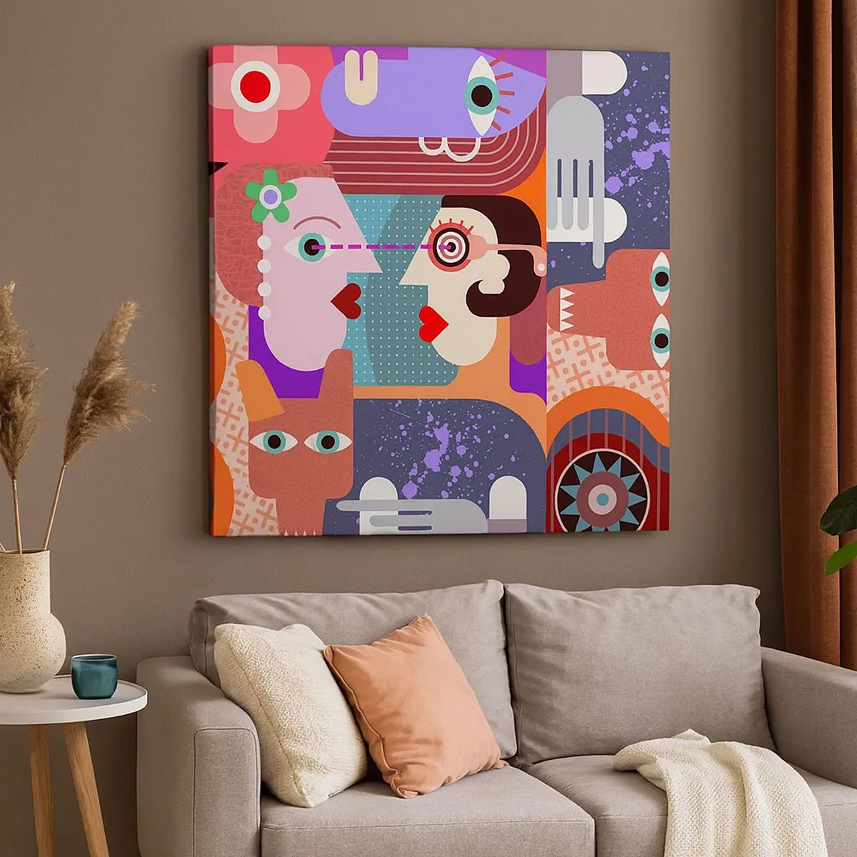 Schilderen op canvas - Oog in oog - 30x30 cm