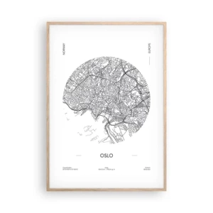 Een poster in een licht eiken lijst - Anatomie van Oslo - 70x100 cm