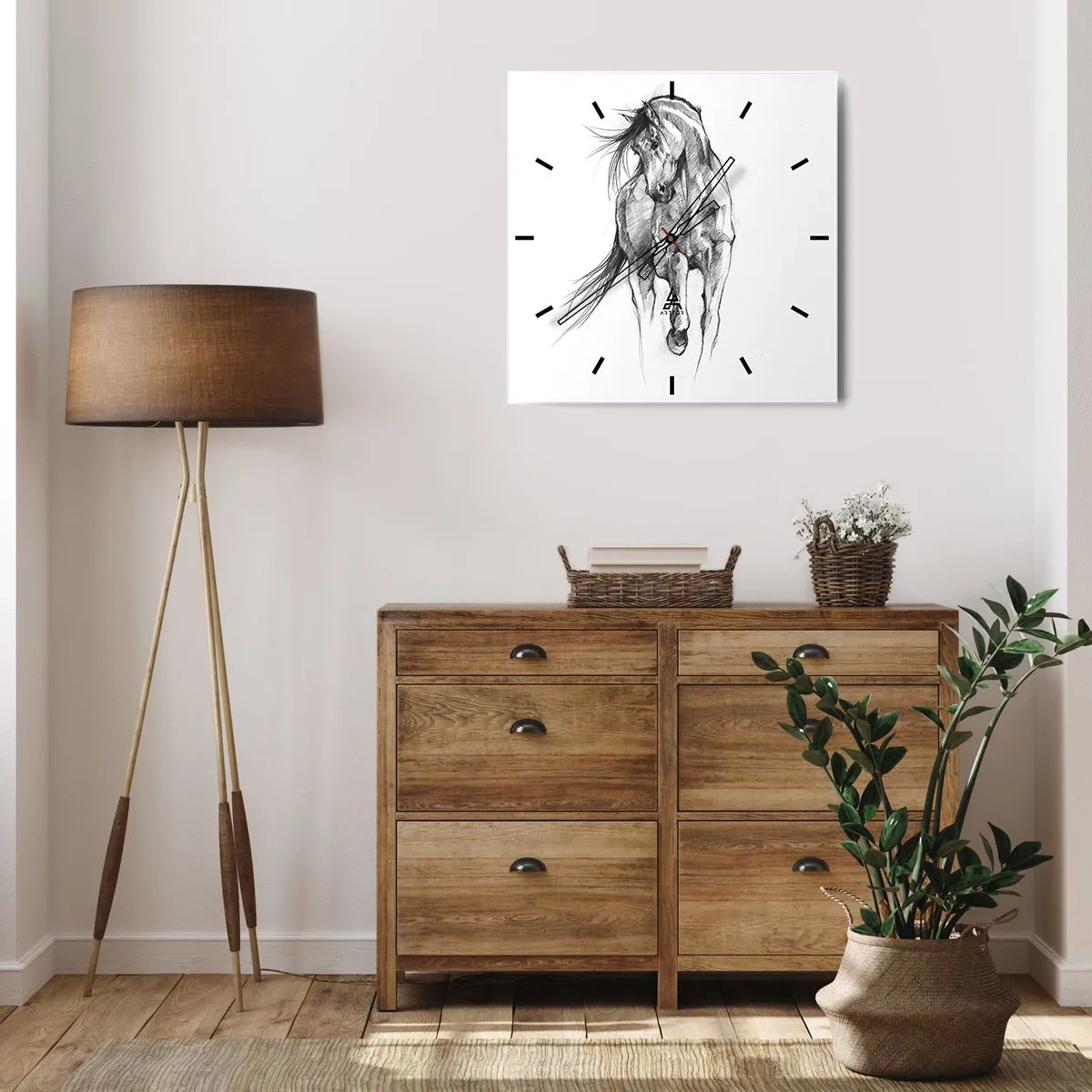 Wandklok - Klok - In een sierlijke draf - 30x30 cm