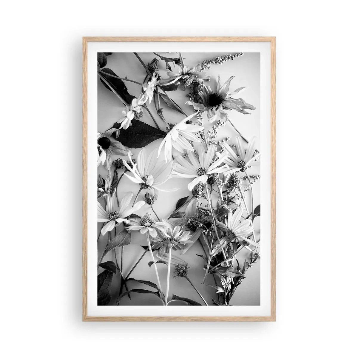 Een poster in een licht eiken lijst - Niet-boeket bloemen - 61x91 cm