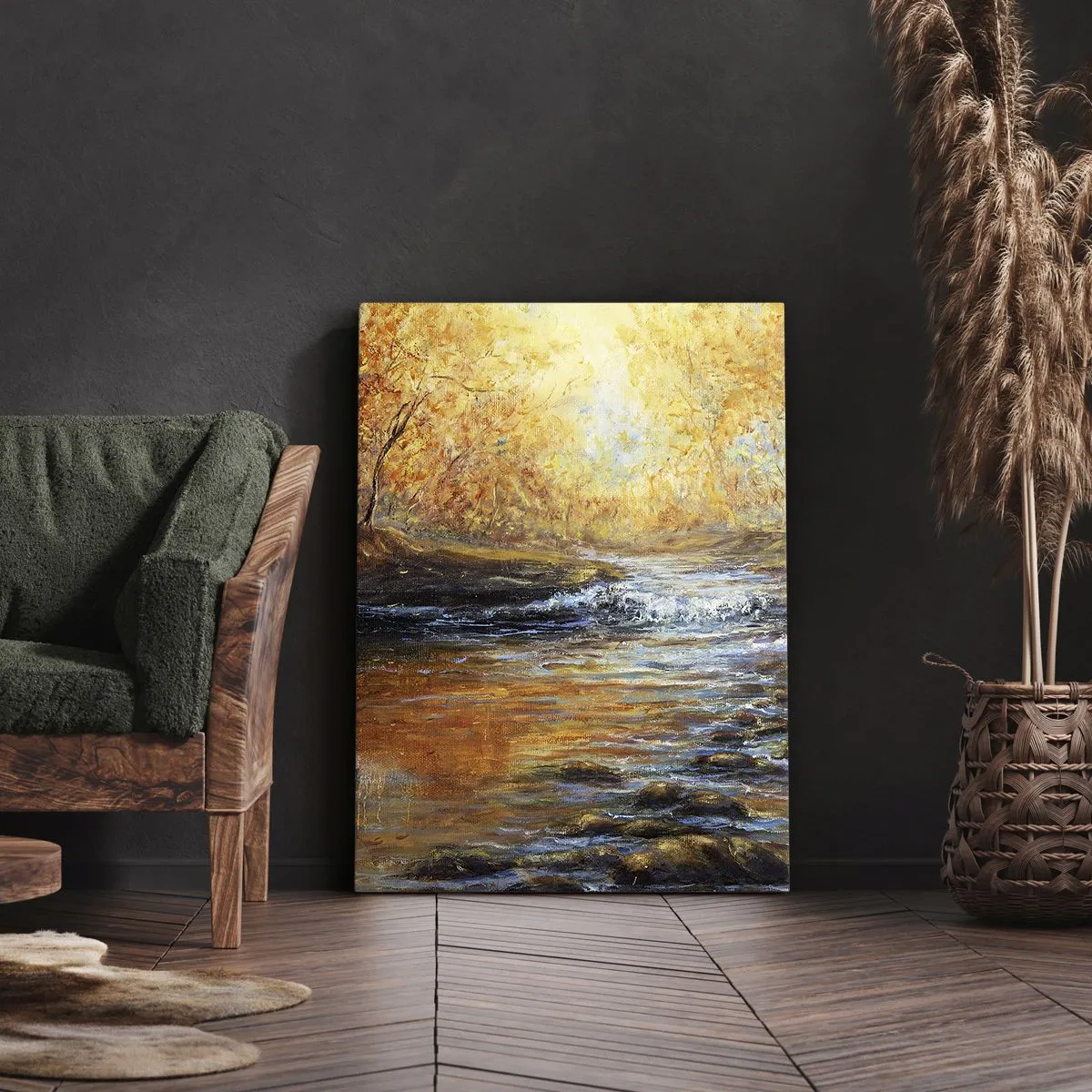 Schilderen op canvas - De gouden stroom - 45x80 cm