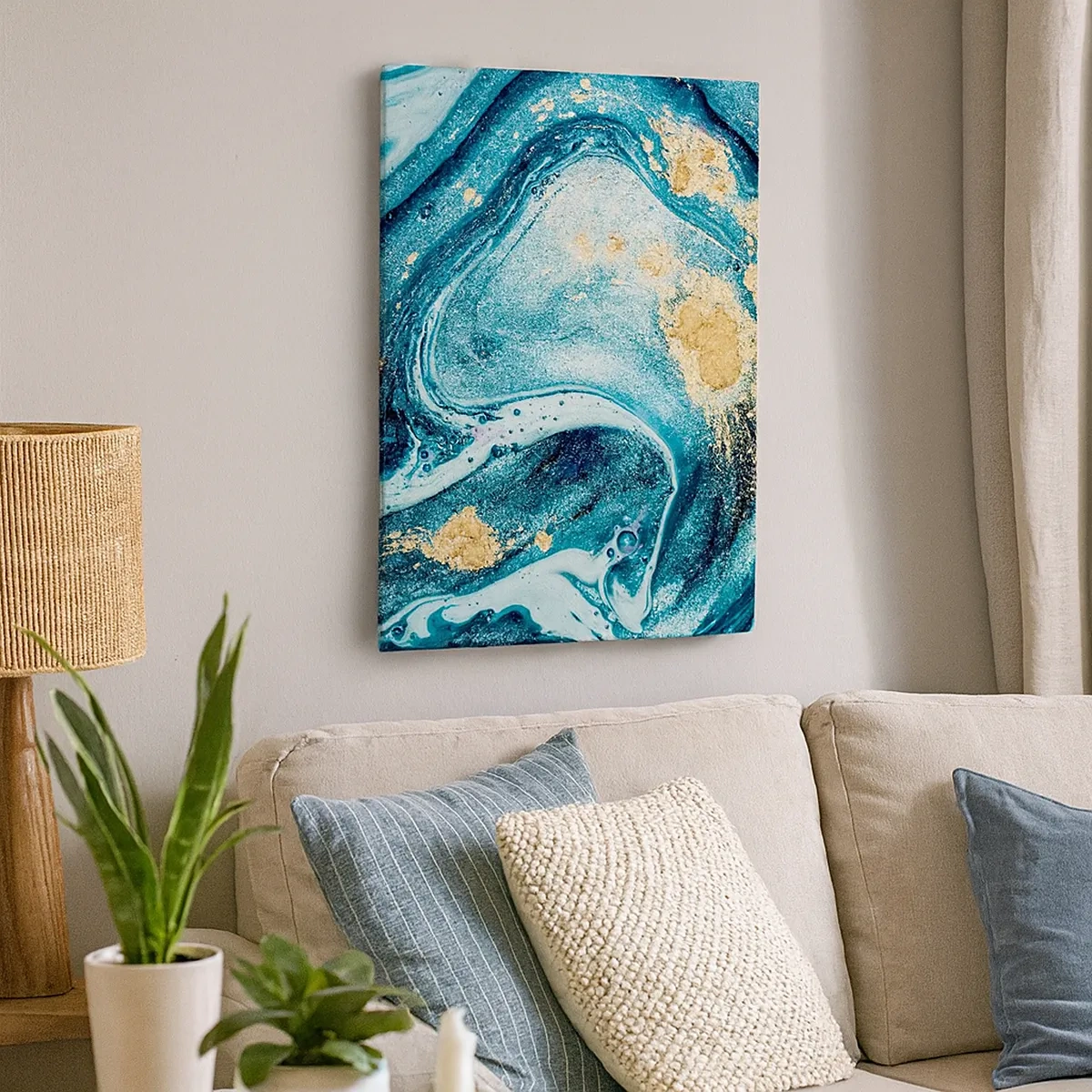 Schilderen op canvas - Blauwe draaikolk - 50x70 cm