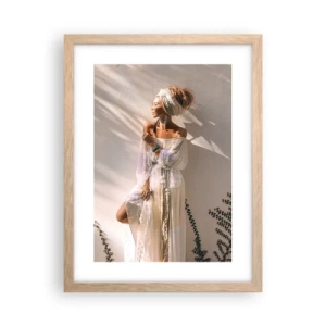 Een poster in een licht eiken lijst - De zon en het meisje - 30x40 cm