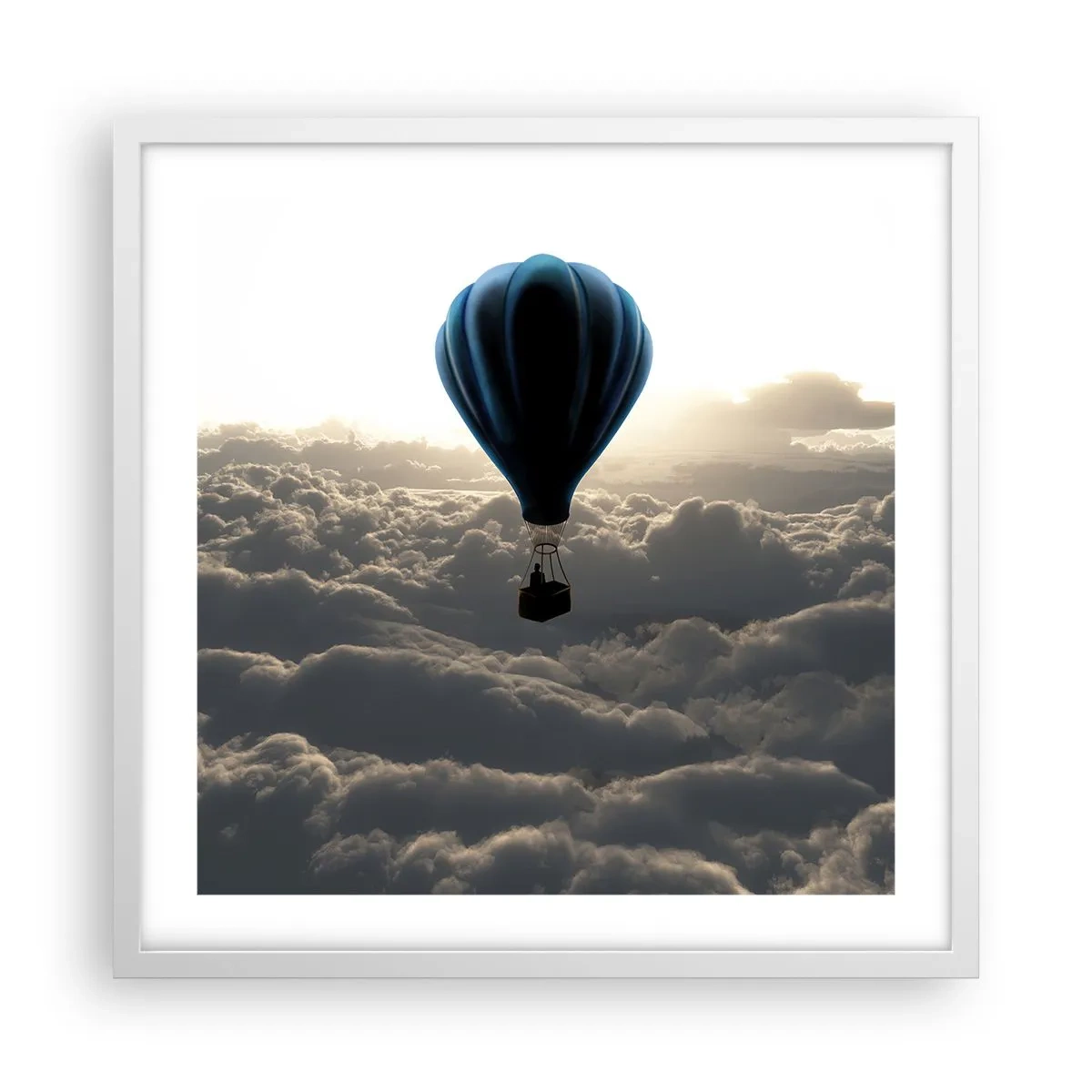 Poster in een witte lijst - Een zwerver boven de wolken - 50x50 cm