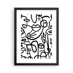 Poster in een zwarte lijst - Gezichten en luchtspiegelingen - 30x40 cm