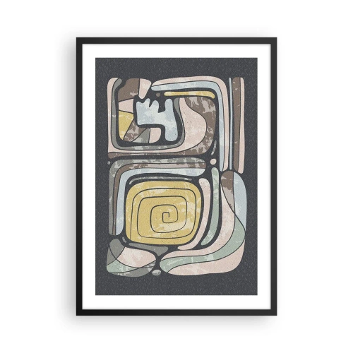Poster in een zwarte lijst - Abstract kunstwerk met geometrische patronen in aardse tinten - 50x70cm - Abstractie in de precolumbiaanse geest - Moderne wanddecoratie voor woonkamer en slaapkamer ARTTOR