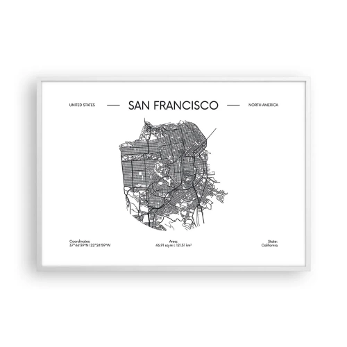 Poster in een witte lijst - Anatomie van San Francisco - 100x70 cm