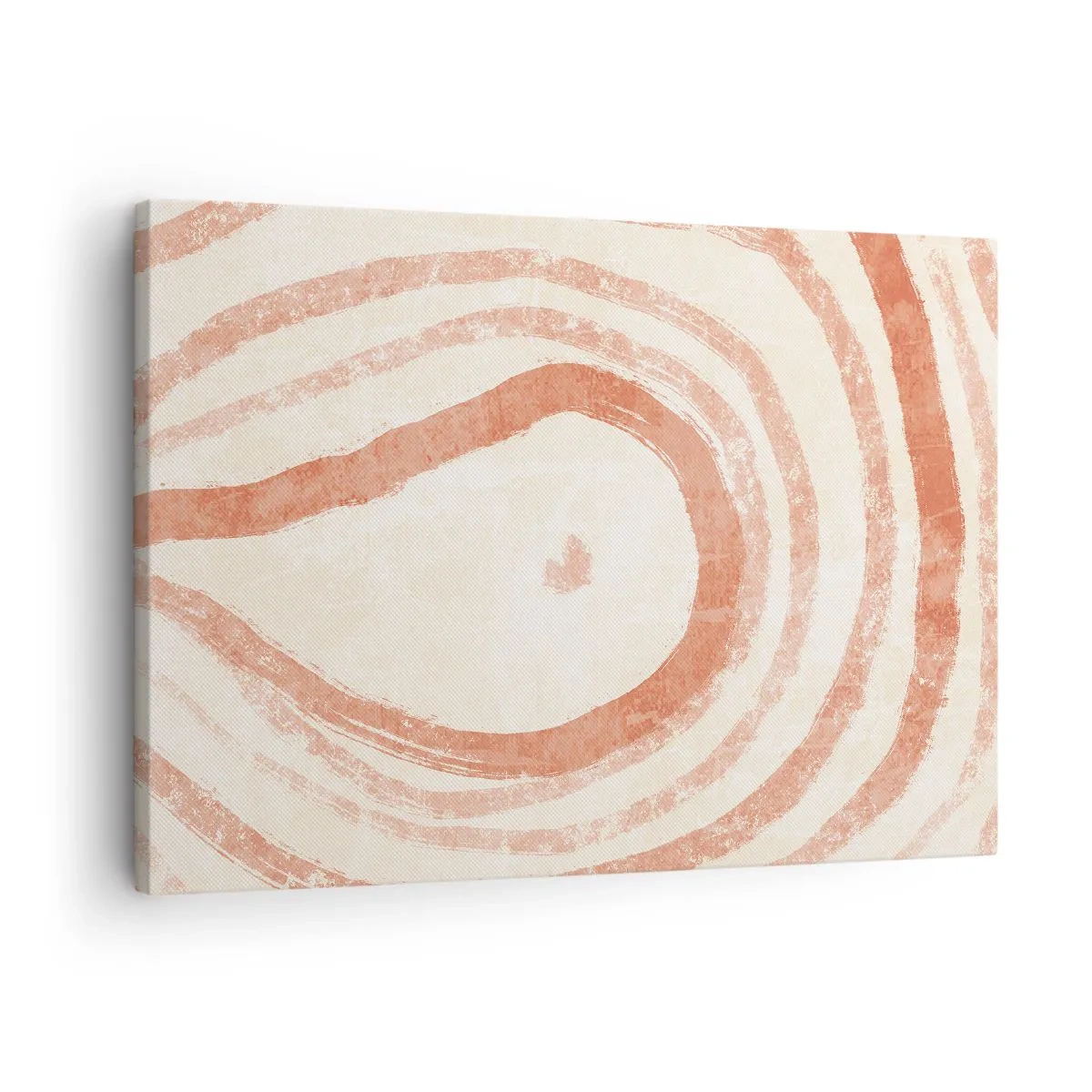 Schilderen op canvas - Een abstract motief van concentrische lijnen in terracotta tinten. - 70x50cm - Koraalcirkels – compositie - Moderne wanddecoratie voor woonkamer en slaapkamer ARTTOR
