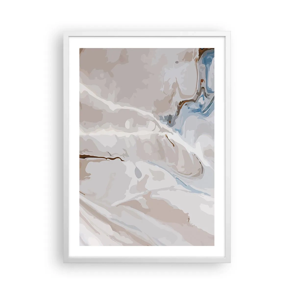 Poster in een witte lijst - Blauw kronkelt onder het wit - 50x70 cm