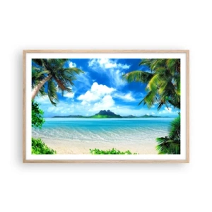 Een poster in een licht eiken lijst - Het azuur van de tropen - 91x61 cm