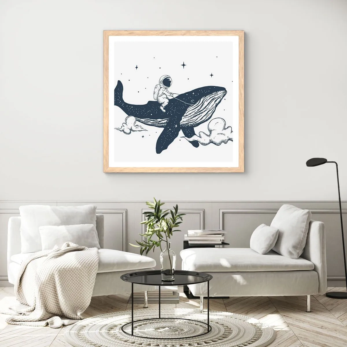 Een poster in een licht eiken lijst - Ruimte avontuur - 30x30 cm