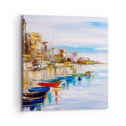 Schilderen op canvas - Een veelkleurig stedelijk toevluchtsoord - 70x70 cm
