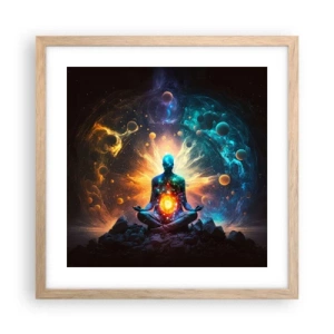 Een poster in een licht eiken lijst - Kosmische vrede - 40x40 cm