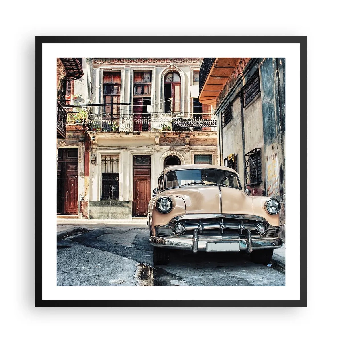 Poster in een zwarte lijst - De siësta in Havana - 60x60 cm