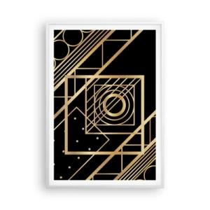 Poster in een witte lijst - Gouden geometrie - 70x100 cm